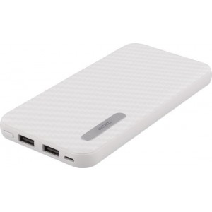 DELTACO PB-1062 Dunne Powerbank 10.000 mAh - 2 USB poorten - wit