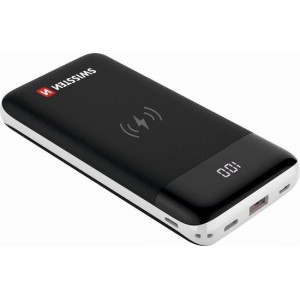 Swissten ALL-IN-ONE Powerbank 10.000mAh Inclusief Oplaadkabel - Quick Charge 3.0 - Draadloze Powerbank - Zwart