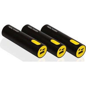 RealPower PB-260 Alu Multipack 3 x 2600 mAh powerbank zwart