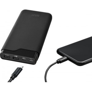 Azuri powerbank met 2 USB type A en 1 USB type C poort - 20000 mAh - Zwart