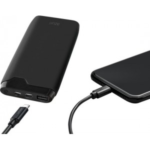 Azuri powerbank met 1 USB type A en 1 USB type C poort - 10000 mAh - Zwart