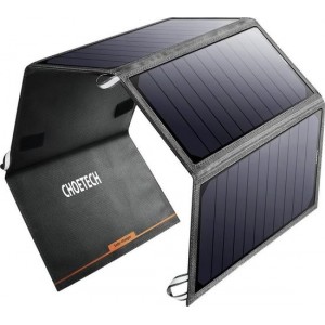 Choetech Uitvouwbare solar charger 4 panelen 2 USB poorten - Grijs