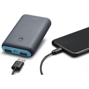 Azuri powerbank met 2 USB poorten  - 6.000 mAh - Blauw/Grijs