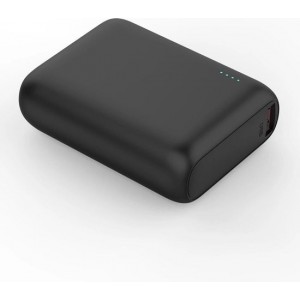 NÖRDIC PBK-101 Mini Powerbank 10.000 mAh, 18W USB C en USB, 0,2 meter, QuickCharge 3.0, Zwart