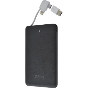 Azuri powerbank met Micro USB, USB type C en Lightning - 2.500 mAh - Zwart