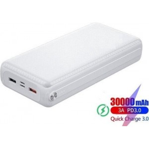 DrPhone PW3 Powerbank 30.000mAh  – Snel Opladen Qualcom 3.0 - PD 3.0 USB C Power Delivery- 18W  - Wit