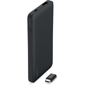 Belkin powerbank 5000 mAh met Micro USB oplaad kabel en Micro-USB naar USB-C Adapter - Zwart