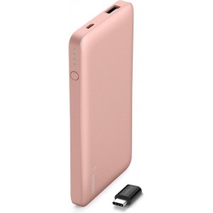 Belkin Powerbank 5000 mAh met Micro-USB kabel en USB-C Adapter - Rose Goud