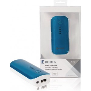 König Draagbare Powerbank 4400 mAh USB Blauw