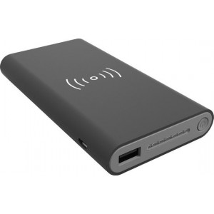 RealPower PB-8000 Wireless 8000 mAh powerbank met USB-C en wireless charging, Qi standaard voor draadloos opladen, zwart