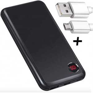 Powerbank Quick Charge 3.0 Technologie + 2 Micro-USB Kabels - 10000 mAh - voor Samsung / Huawei - TechNow