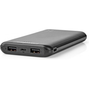 Nedis - Powerbank - 10.000 mAh - 3 Uitgangen 3.0 / 2.1 / 1.0 A - USB-C™ / Micro-USB-Ingang - Zwart