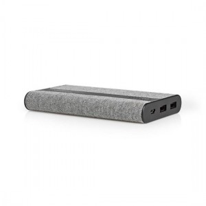 Nedis FSPB10100GY Powerbank Met Stoffen Bekleding 10.000 Mah 2x Usb-a 2 A (max.) Grijs