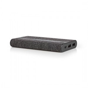 Nedis FSPB10100BK Powerbank Met Stoffen Bekleding 10.000 Mah 2x Usb-a 2 A (max.) Zwart