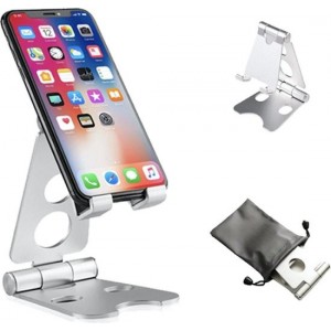 Telefoon Houder Opvouwbaar/Inklapbaar - iPad Mini / iPhone Standaard voor Bureau of Tafel - Zilver