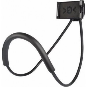 Lazy neck telefoonhouder - smartphone houder voor je nek - cadeau - buigbaar en universeel - Zwart