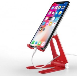 Trendfield Telefoon Houder Opvouwbaar/Inklapbaar - Mini iPad / iPhone Standaard voor Bureau of Tafel TTH80 - Rood