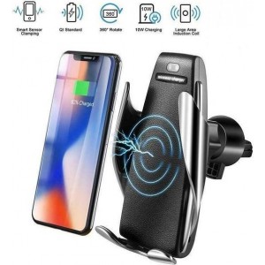 AOSHIKE Draadloze autohouder met automatisch beweegbare armen en QI wireless charger - iPhone - Samsung - Nokia - Huawei