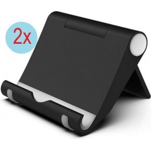 2x Tablet en Telefoon verstelbare Houder - telefoonhouder 2x - Tablethouder - Telefoonhouder bureau - Zwart (2 Stuks)