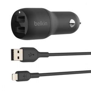 Belkin autolader met 2 poorten - 2.4A - Zwart