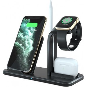 MW® 3-in-1 Zwarte Qi Draadloze Oplader voor Apple, iPhone en Android - Wireless Charger - Snellader