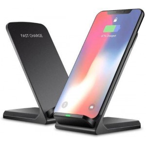 Draadloze QI Charger Stand - Wireless Charger - Mobiele Telefoon Lader - 10W Output - Zwart