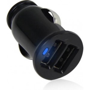 Auto oplader - USB- Zwart- 2 poorten- 2.4 A - snel laden