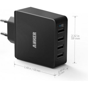 Anker 36W 4-poort oplader voor mobiele apparatuur | Zwart