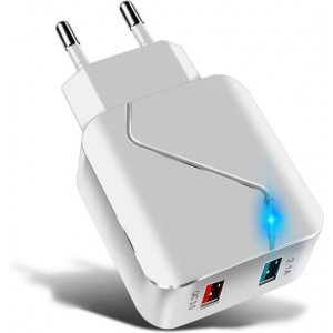 4SAFE Universele USB oplader - Qualcomm 3.0 Quick Charge - 2 poorts - Wit - iPhone/Samsung/Huawei/ - Smartphones en tablets