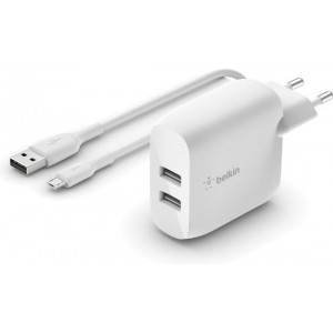 Belkin Dual USB Oplader 24W + 1m Micro-USB kabel