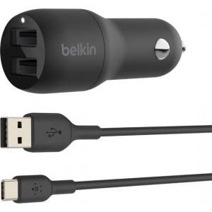 Belkin Dual USB Autolader 24W + 1m USB-C kabel