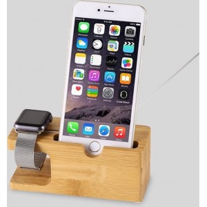 Dock Charger Station Voor Apple Watch Series 1/2/3/4/5 40mm & 44MM & iPhone - Docking Lader Voor iWatch - Laadstation Hout