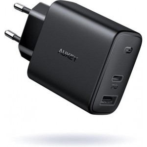 Aukey USB-C Power Delivery + USB QC3.0 Oplader - PA-F3 - 30W - zwart