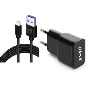 OLESIT 5V 2A 10W. 1 poort USB Oplader Samsung Galaxy UNS-1538 OLESIT Adapter + 1.5 Meter Micro USB Kabel Zwart