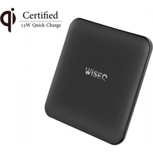 WISEQ - Wireless Fast Charging oplader 15W Qi-Certified - Zwart