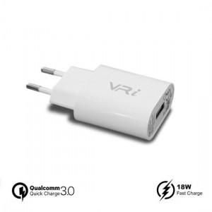 USB Oplader / Originele VR-i 18W Snellader Wit, geschikt voor snel laden van telefoon, tablet, powerbank en e-reader