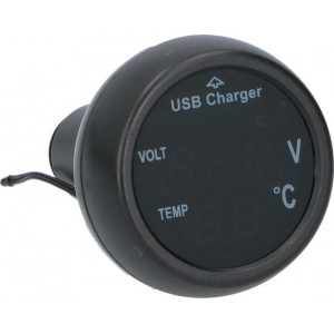 Dunlop autolader - 3 in 1 - Thermometer - Voltmeter - USB oplader