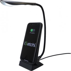 iSetchi Draadloze Bureaulader met LED Lamp – Draadloos Opladen Qi Dock 15W (Snellader) – iPhone Samsung Android  Zwart