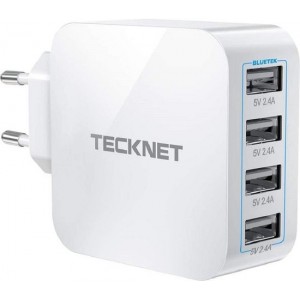 Tecknet 40W/8A USB oplader | 4x 2.4A USB poorten | Wit