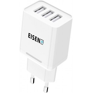 Eisenz EZ611 - 3 poorten oplader 3.1A Smart Fast Charge stekker / lader met iPhone kabel