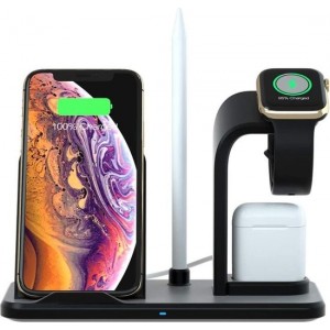 Oplaadstation 4in1 – Draadloos Oplader iPhone, Apple Watch, Airpods en Apple Pencil – Qi Wireless Charger