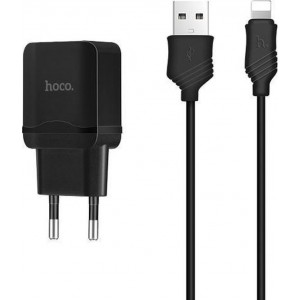 HOCO C22A Little Superior USB oplader adapter + Lightning kabel 1 meter zwart voor Apple iPhone en iPad