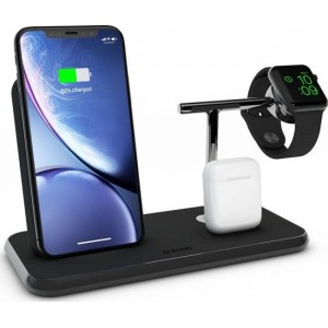 ZENS Aluminium Dual Draadloze Oplader met AirPods en Watch Stand Zwart