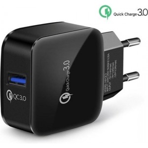 WISEQ Quick Charge 3 0 oplader - 3A Adapter - USB snellader voor iPhone en Samsung - zwart