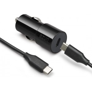 Azuri snelle 18W autolader met USB-C poort (incl. USB-C kabel) - Zwart