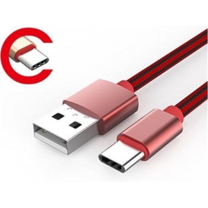 LDNIO LS60 Rood 1 Meter USB C Kabel Snellader OplaadKabel - geschikt voor o.a Google Pixel 2 3 XL