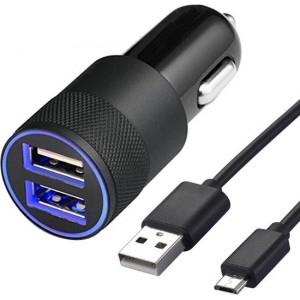 MMOBIEL High Speed Autolader Oplaad Adapter (ZWART) - 2 USB Poorten 2.1A + 1.0A - incl. Micro USB Kabel (ZWART)