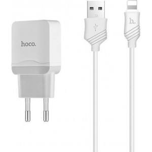 HOCO C22A Little Superior USB oplader adapter + Lightning kabel 1 meter wit voor Apple iPhone en iPad