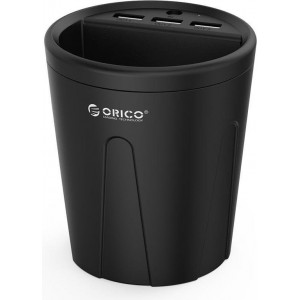 Orico - 3 poort USB autolader beker 12V – Voor het opladen van smartphones en 5V devices - zwart