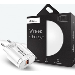 Qi Draadloze Oplader + 18W Adapter - Oplader iPhone - Oplader Samsung - White 10W Fast Charger - GoodExperience